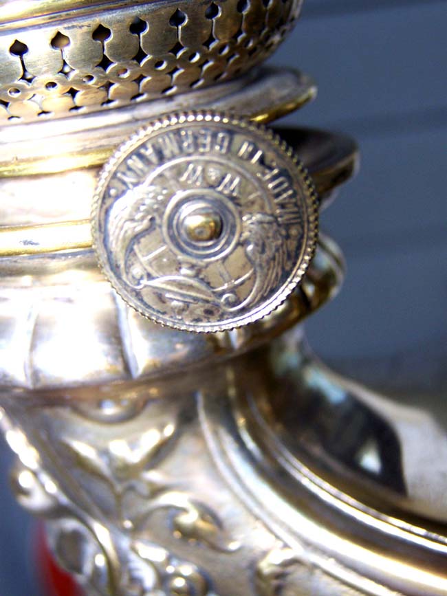 A fine and rare late 19th century silver over brass Harvard style Lamp made in Germany circa 1891 — image 4